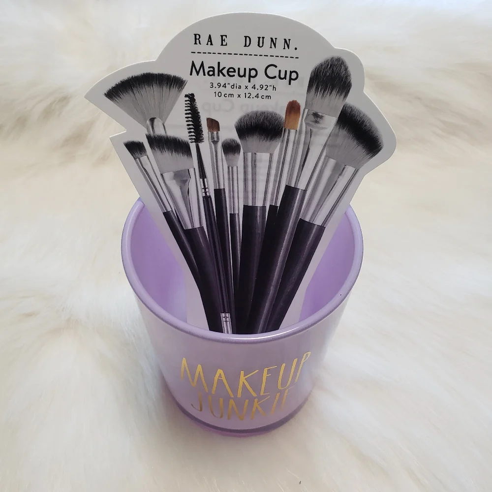 Rae Dunn MAKEUP JUNKIE Lavender Makeup Cup.